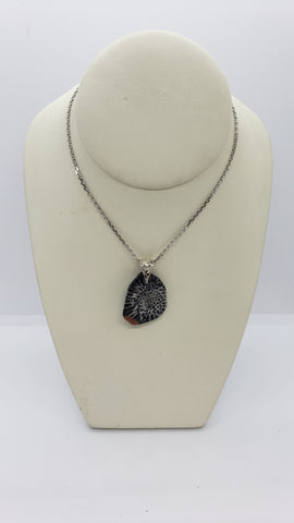Fossilized Black Coral Healing Stone Necklace