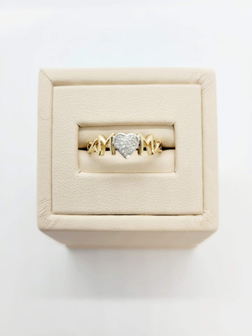 10K Yellow Gold and Diamond MOM Ring
