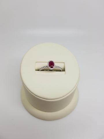 14K White Gold Diamond and Ruby RIng