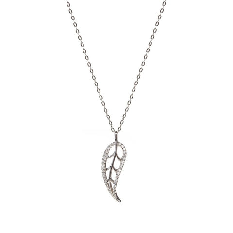 Sterling Silver CZ Leaf Necklace