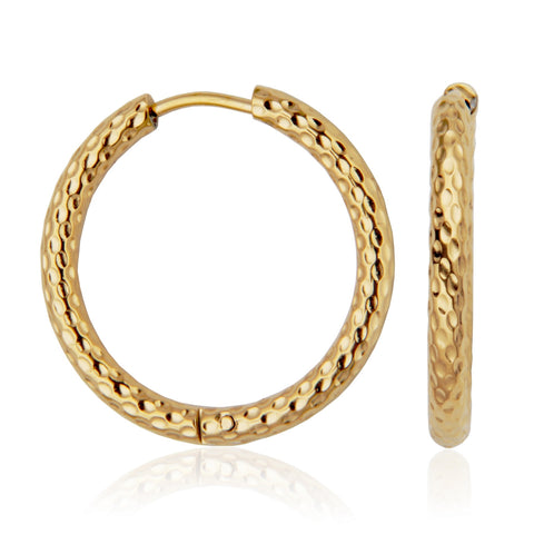 Steelx Gold Plated Textured Hoops