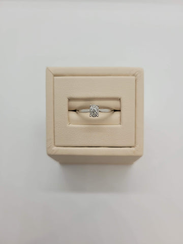 10K White Gold Oval  Diamond Ring