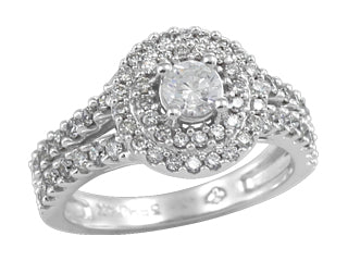 Fire and Ice Double Halo Engagement Ring