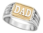 Mens 2-Tone 10K Gold "DAD" Ring
