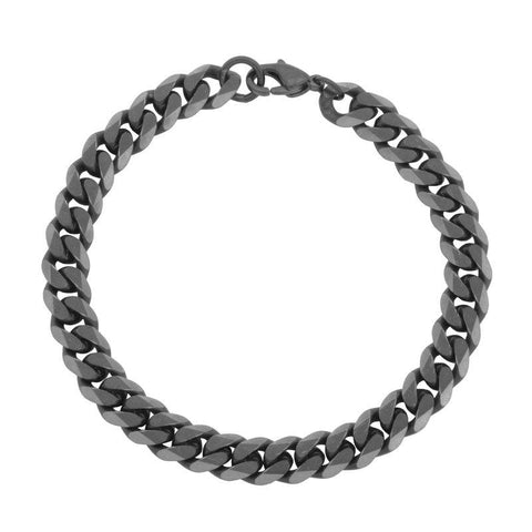 Steelx Black Curb Chain Bracelet w/ Diamond Cut