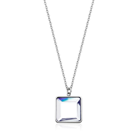 Steelx White Glass Stone Necklace